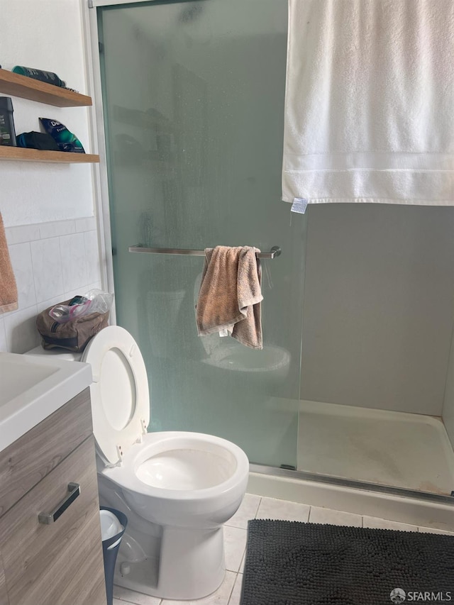 3-5 Sonoma St, San Francisco, CA 94133 - bathroom with tile patterned flooring, a shower stall, toilet, and vanity