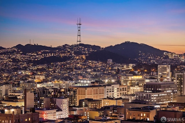 property's view of city featuring a mountain view