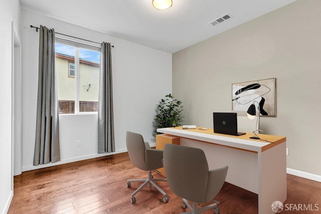 office area featuring hardwood / wood-style flooring