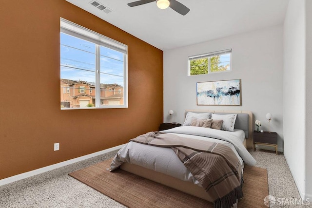 bedroom featuring ceiling fan