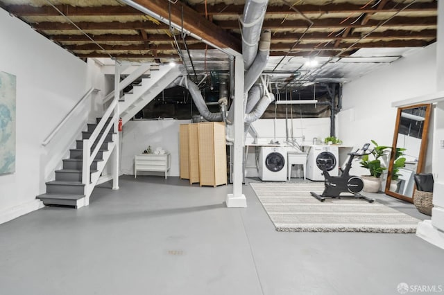 24 Mirabel Ave, San Francisco, CA 94110 - unfinished below grade area with separate washer and dryer, stairway, and a sink