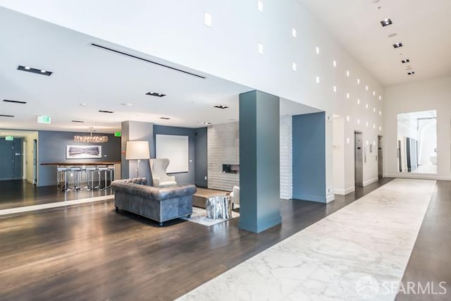 community lobby with a towering ceiling
