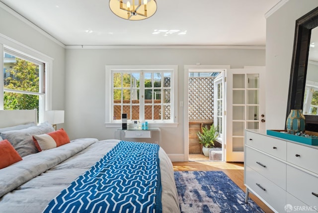 2932 Baker St, San Francisco, CA 94123 - bedroom featuring multiple windows, light wood finished floors, and ornamental molding
