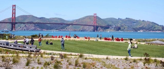 2932 Baker St, San Francisco, CA 94123 - water view with a mountain backdrop and a notable bridge