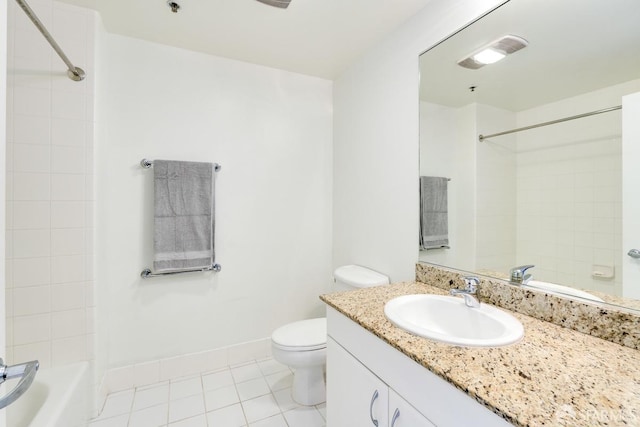 bathroom featuring tile patterned flooring, vanity, and toilet