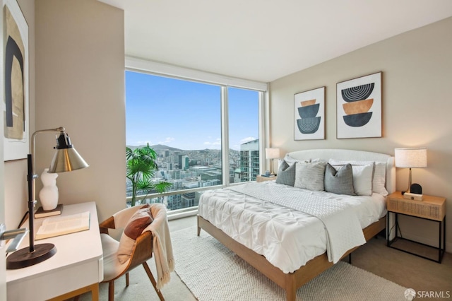 bedroom with expansive windows