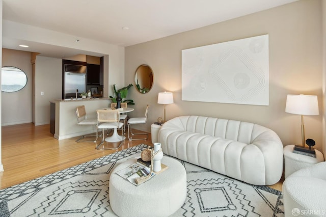 living room with hardwood / wood-style floors