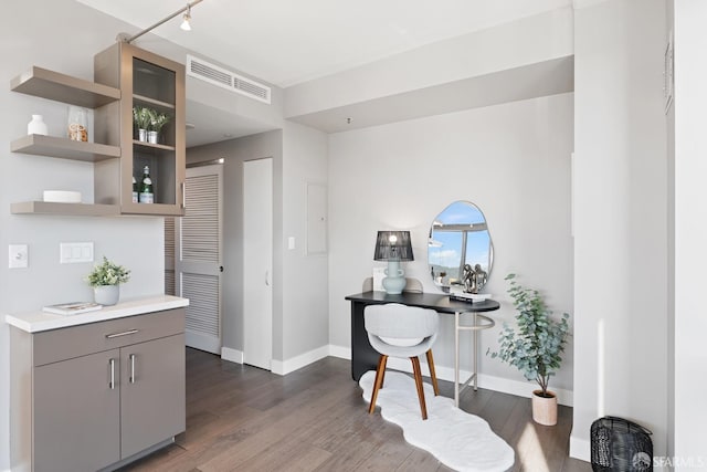 kitchen with dark hardwood / wood-style floors