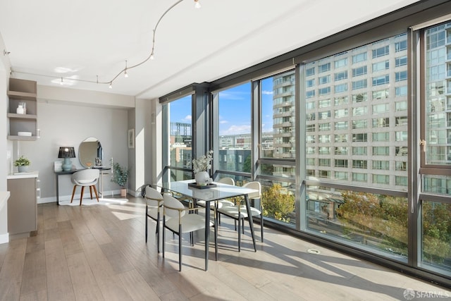 dining area with light hardwood / wood-style flooring