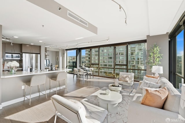 living room featuring hardwood / wood-style floors