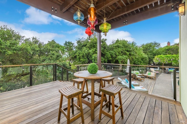 wooden deck with an outdoor hangout area