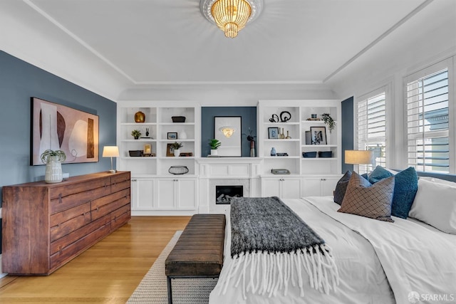 bedroom with light wood-type flooring