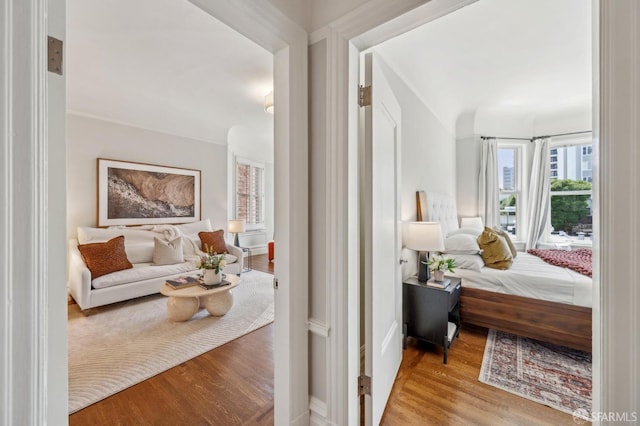 bedroom featuring wood finished floors
