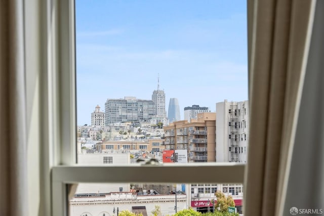 interior space with a view of city