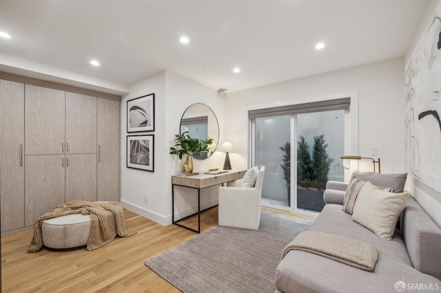 interior space with light hardwood / wood-style flooring