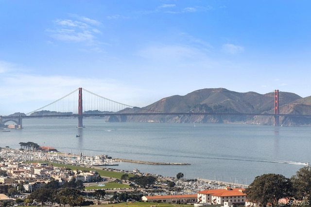 view of water feature with a mountain view