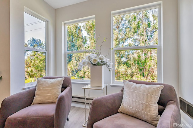 2225 23rd St Unit 318, San Francisco, CA 94107 - living area featuring a baseboard heating unit and wood finished floors