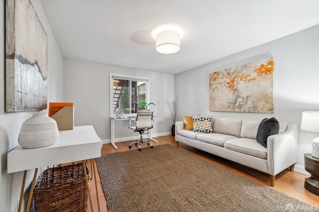 living room with hardwood / wood-style floors