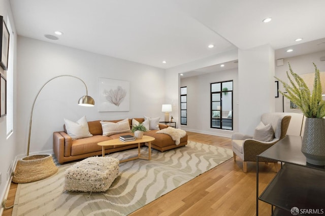 living room featuring light hardwood / wood-style flooring