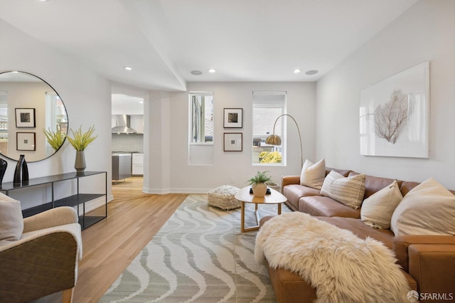 living room featuring light hardwood / wood-style flooring