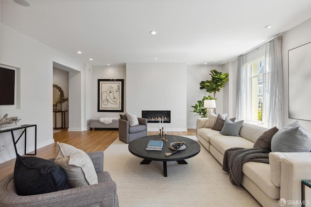 living room featuring light wood-type flooring