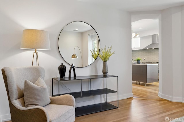 living area featuring wood-type flooring