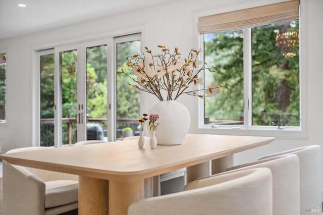 dining room featuring recessed lighting
