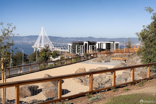 exterior space featuring a mountain view