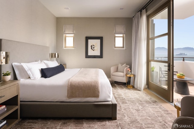 bedroom with a mountain view