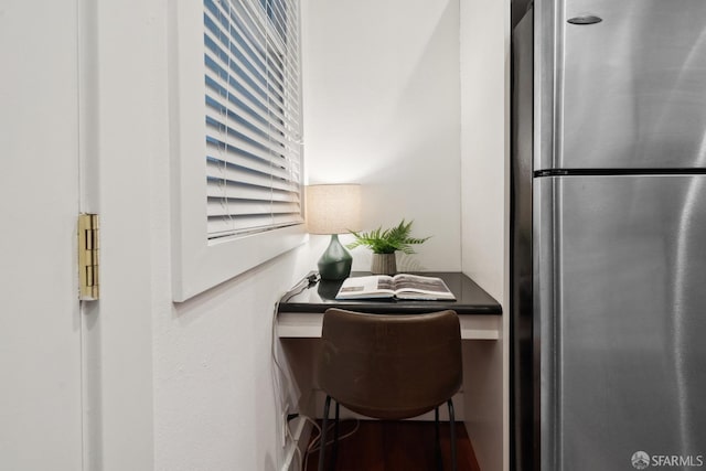 dining area featuring built in desk