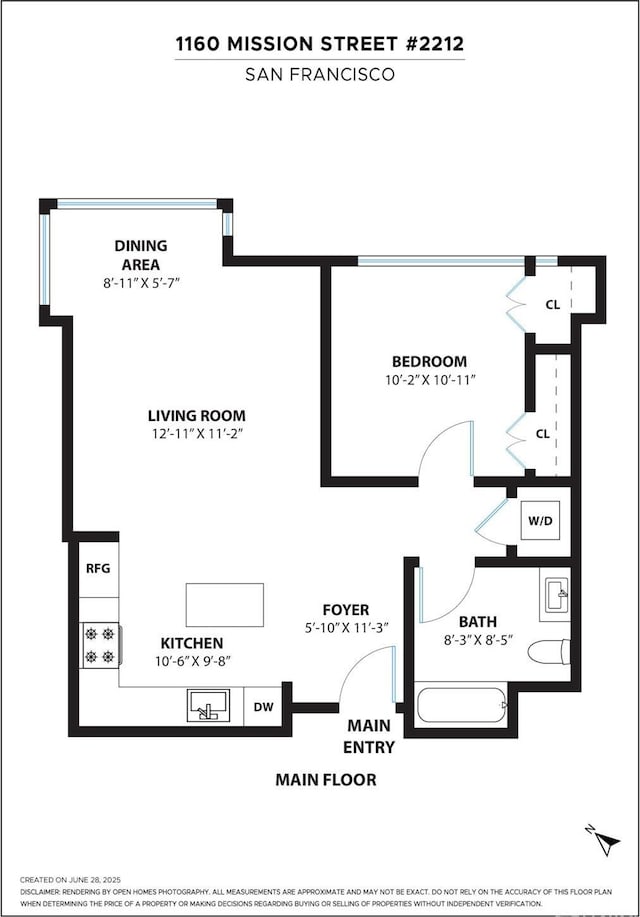 1160 Mission St Unit 2212, San Francisco, CA 94103 - view of floor plan / room layout