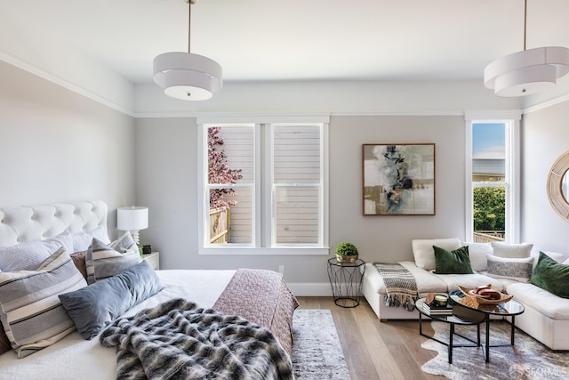 bedroom with wood-type flooring