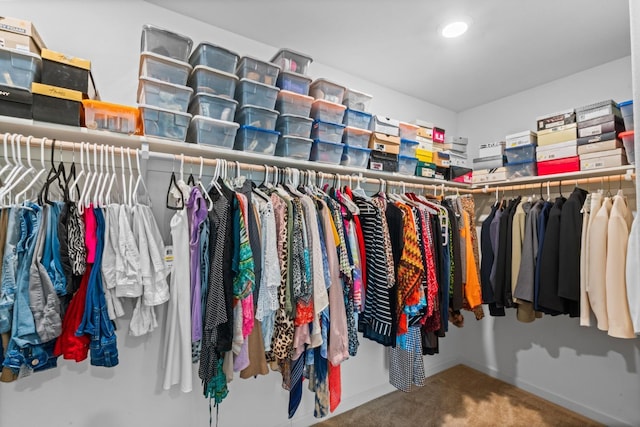 spacious closet with carpet flooring