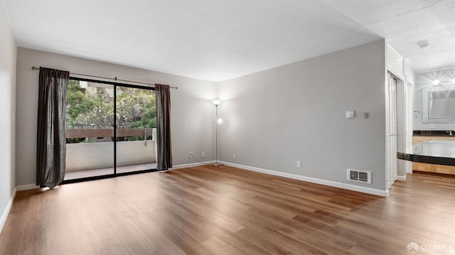 spare room featuring wood-type flooring