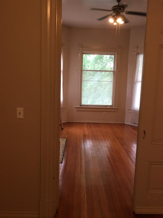 corridor with hardwood / wood-style floors