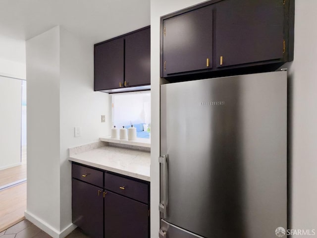 kitchen with stainless steel refrigerator