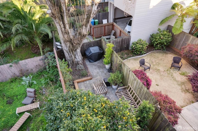 view of yard featuring a fenced backyard