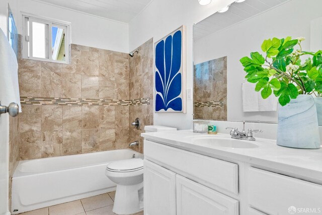 27 Nancy Dr, San Pablo, CA 94806 - full bathroom with vanity, toilet, shower / bath combination, and tile patterned floors