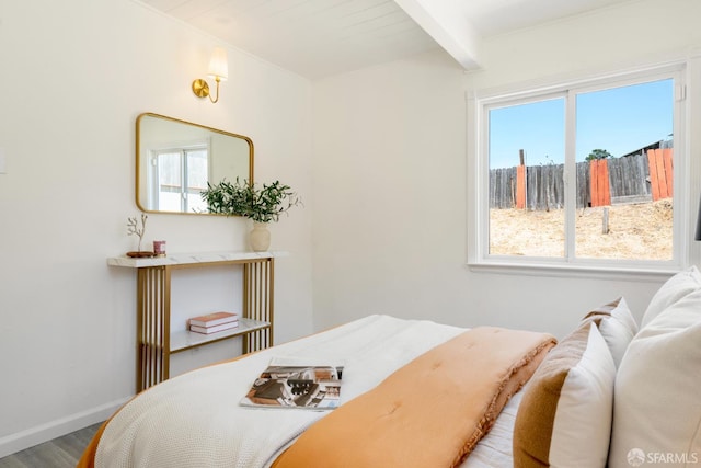 27 Nancy Dr, San Pablo, CA 94806 - bedroom featuring beam ceiling, multiple windows, wood finished floors, and baseboards