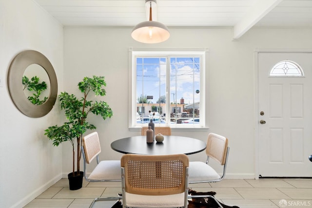 27 Nancy Dr, San Pablo, CA 94806 - dining room with healthy amount of natural light, beamed ceiling, and baseboards