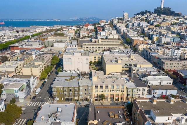 birds eye view of property featuring a city view