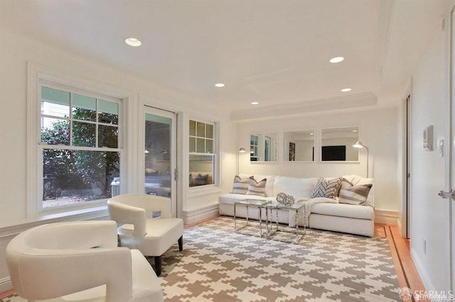 824 Green St, San Francisco, CA 94133 - living room featuring ornamental molding and recessed lighting