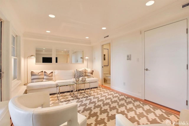 824 Green St, San Francisco, CA 94133 - living room featuring recessed lighting and ornamental molding