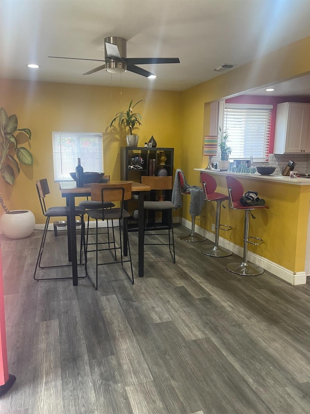 3740 26th Ave, Sacramento, CA 95820 - dining area featuring wood finished floors and ceiling fan