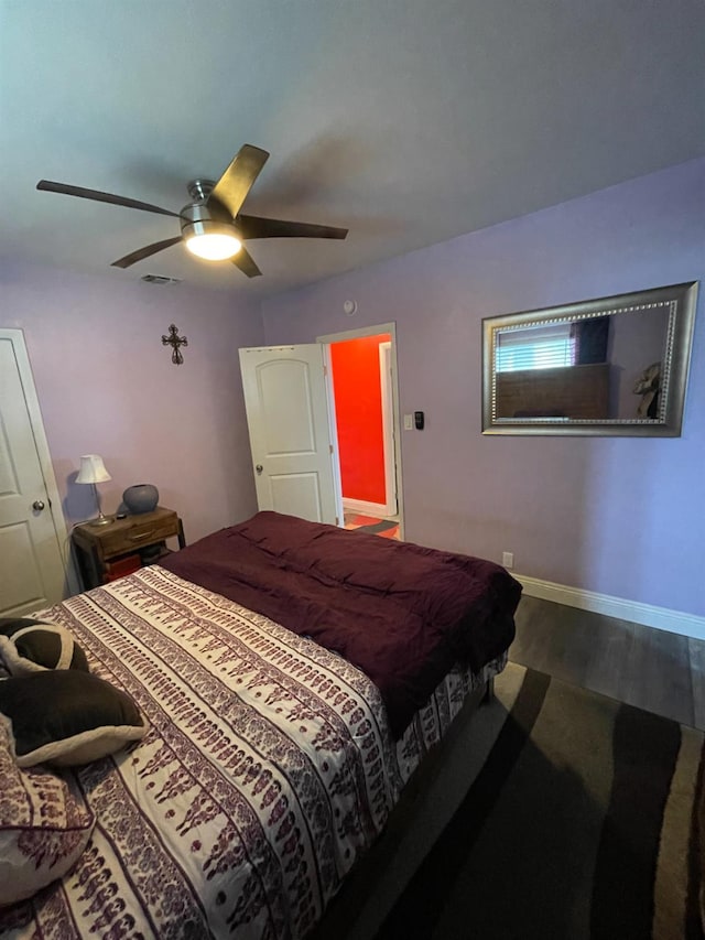 3740 26th Ave, Sacramento, CA 95820 - bedroom featuring dark wood finished floors and ceiling fan