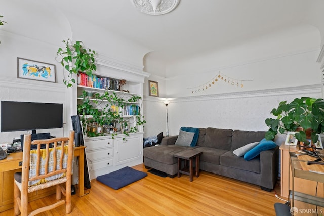 living room with hardwood / wood-style floors