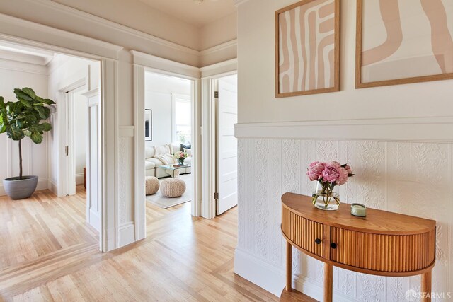 1600 Anza St, San Francisco, CA 94118 - hall featuring light wood-style flooring and ornamental molding
