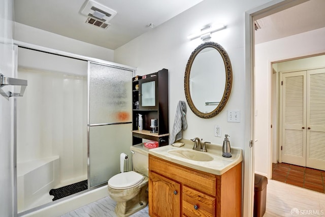 3410 Big Oak Ct, Hayward, CA 94542 - bathroom featuring a stall shower, vanity, and a closet