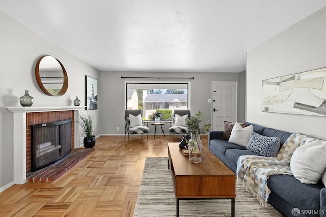 458 Alhambra Rd, South San Francisco, CA 94080 - living area with baseboards and a brick fireplace