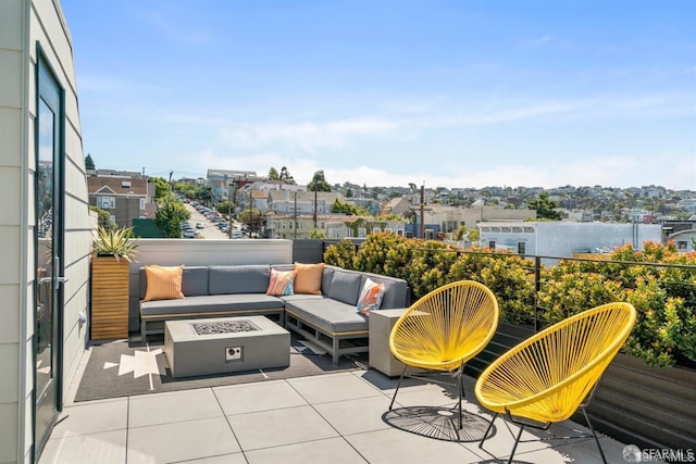 131 Missouri St Unit 402, San Francisco, CA 94107 - view of patio / terrace with an outdoor living space with a fire pit and a balcony